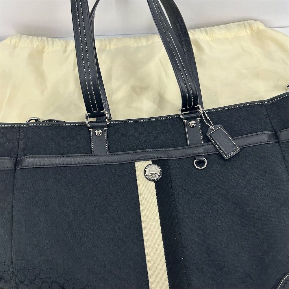 Coach Women's Black Canvas & Leather Tote Bag with Dust Bag EUC - Picture 4 of 16